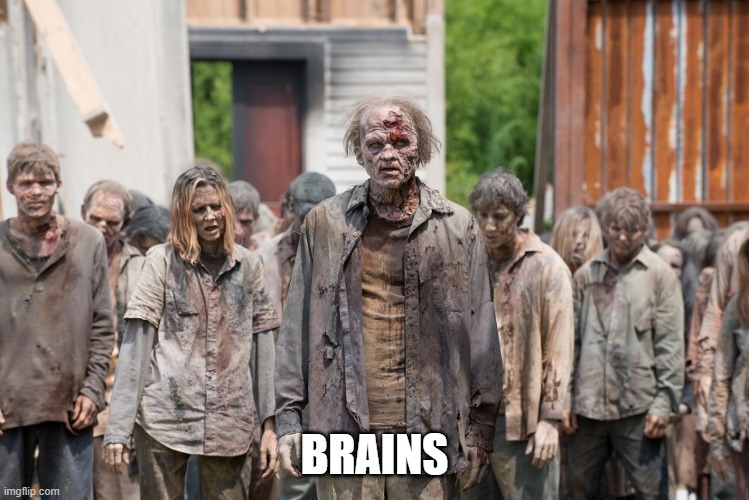 zombies | BRAINS | image tagged in zombies | made w/ Imgflip meme maker