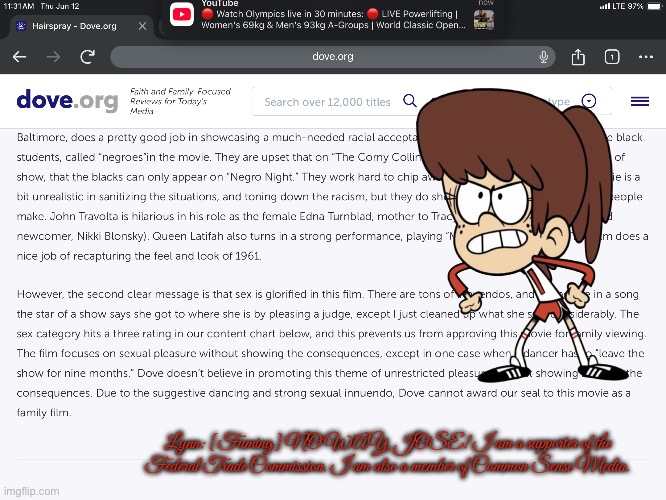 Lynn Jr Becomes Literally Upset | Lynn: [Fuming] NO WAY, JOSE! I am a supporter of the Federal Trade Commission. I am also a member of Common Sense Media. | image tagged in the loud house,nickelodeon,loud house,warner bros,government,boycott | made w/ Imgflip meme maker