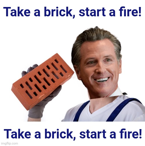 California democrat "leaders" | Take a brick, start a fire! Take a brick, start a fire! | image tagged in memes,los angeles,riots,democrats,brick,fire | made w/ Imgflip meme maker