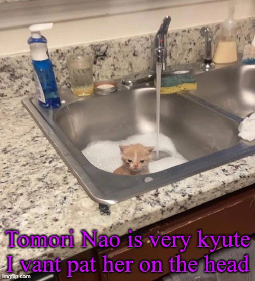 Baf | Tomori Nao is very kyute I vant pat her on the head | image tagged in baf,charlotte anime,charlotte,cute,headpat | made w/ Imgflip meme maker