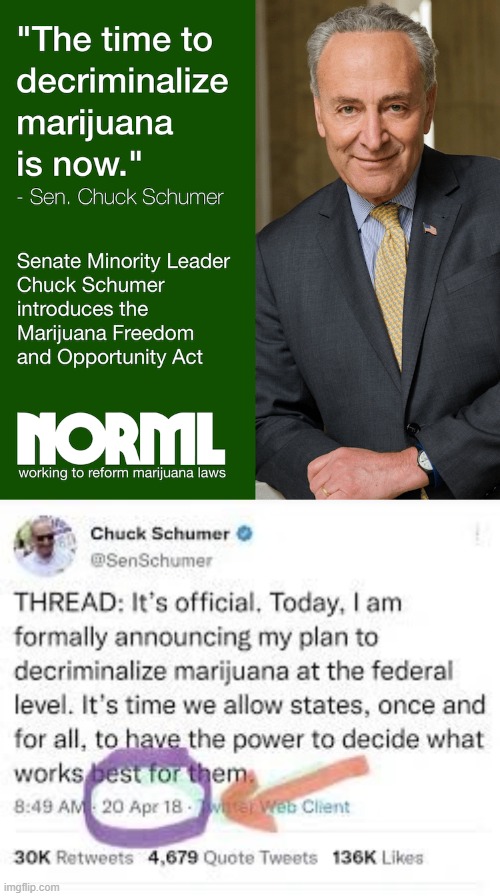 Chuck Schumer,  I'll Get To It! | image tagged in chuck schumer,marijuana | made w/ Imgflip meme maker