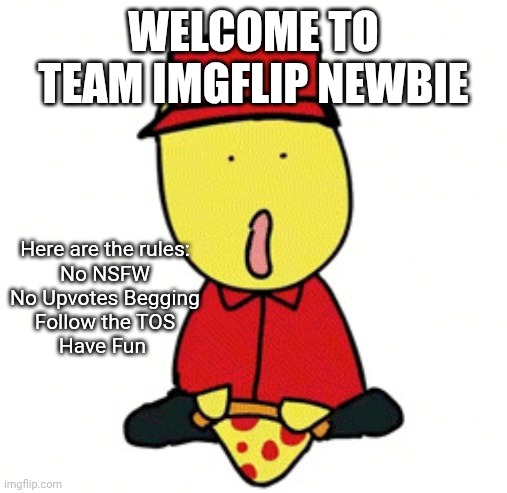 Da Rules | WELCOME TO TEAM IMGFLIP NEWBIE; Here are the rules:
No NSFW
No Upvotes Begging
Follow the TOS
Have Fun | image tagged in elliot from forsaken | made w/ Imgflip meme maker