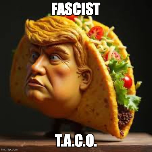 Fascist T.A.C.O. | FASCIST; T.A.C.O. | image tagged in fascist t a c o | made w/ Imgflip meme maker
