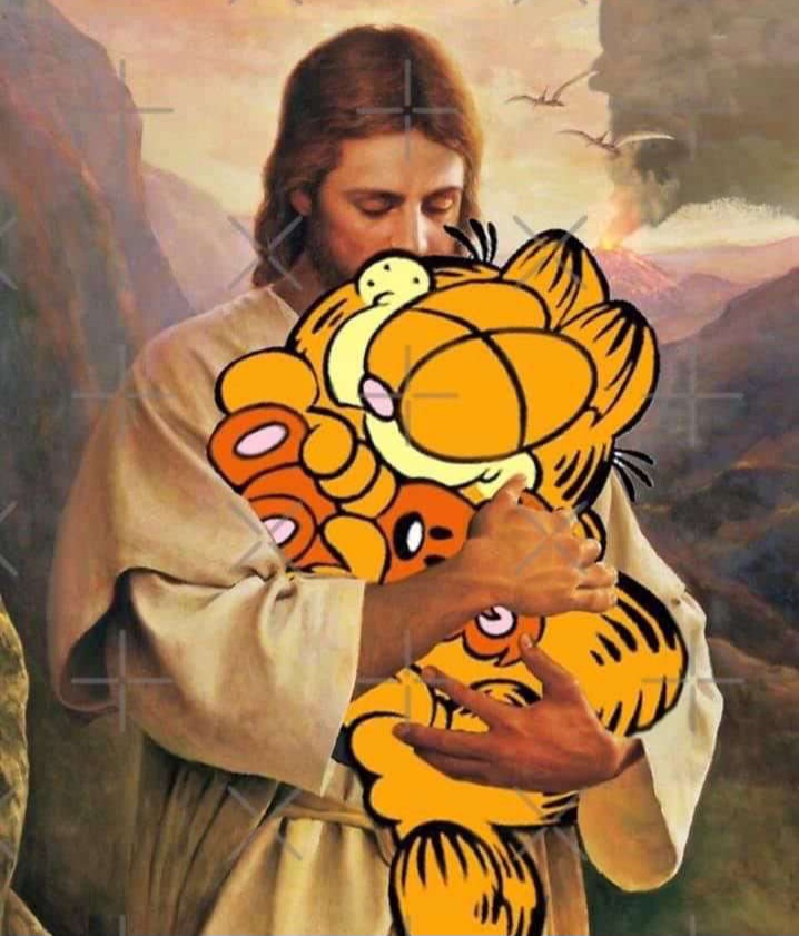 High Quality Jesus and Garfield Blank Meme Template