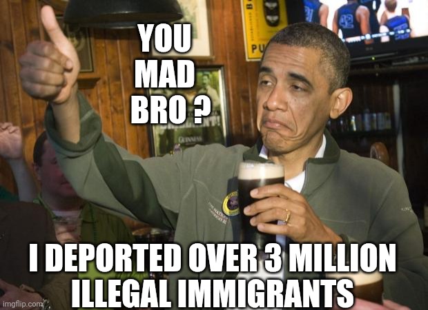 Not Bad | YOU
MAD
  BRO ? I DEPORTED OVER 3 MILLION
ILLEGAL IMMIGRANTS | image tagged in not bad | made w/ Imgflip meme maker