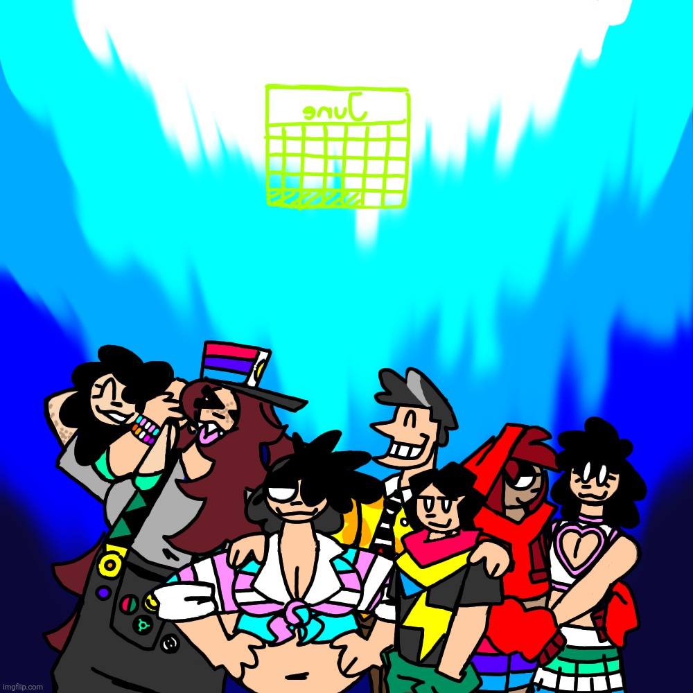 GB!(Pride Month Art!) (Most characters owned by Rotisserie) | image tagged in rotisserie,gay,lesbian,trans,bi | made w/ Imgflip meme maker