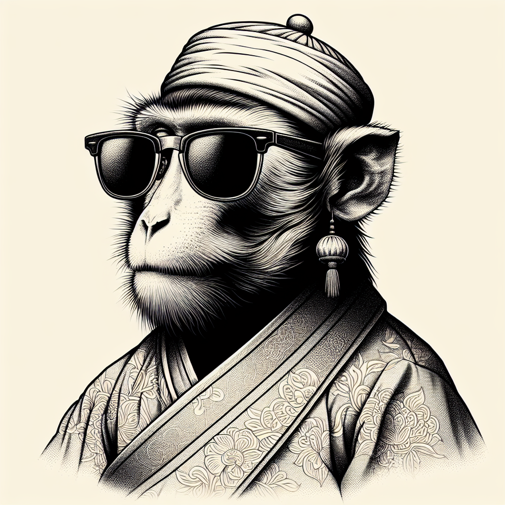 really chill monkey with sunglasses and asian garb Blank Meme Template