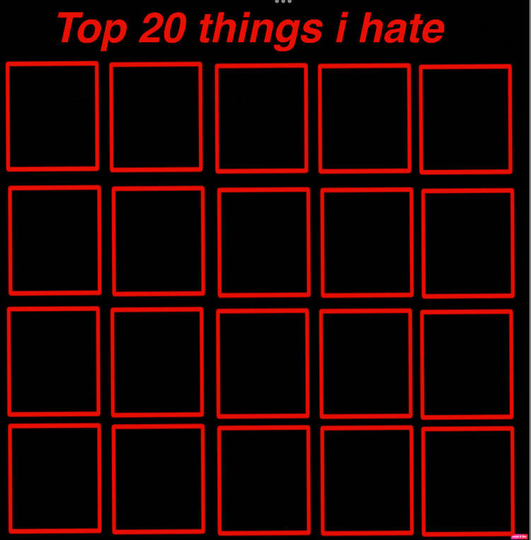 top 20 things i hate Blank Meme Template