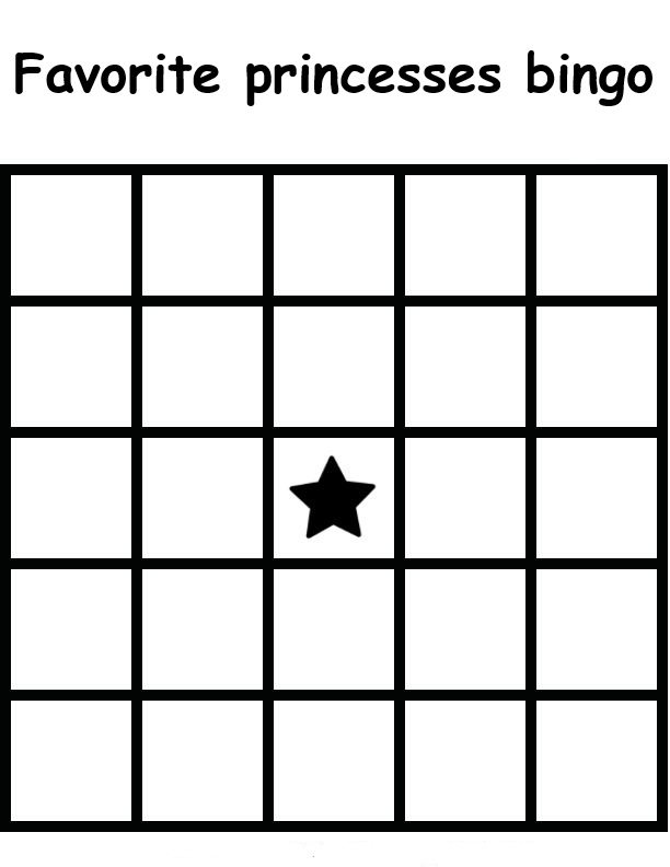 favorite princesses bingo Blank Meme Template