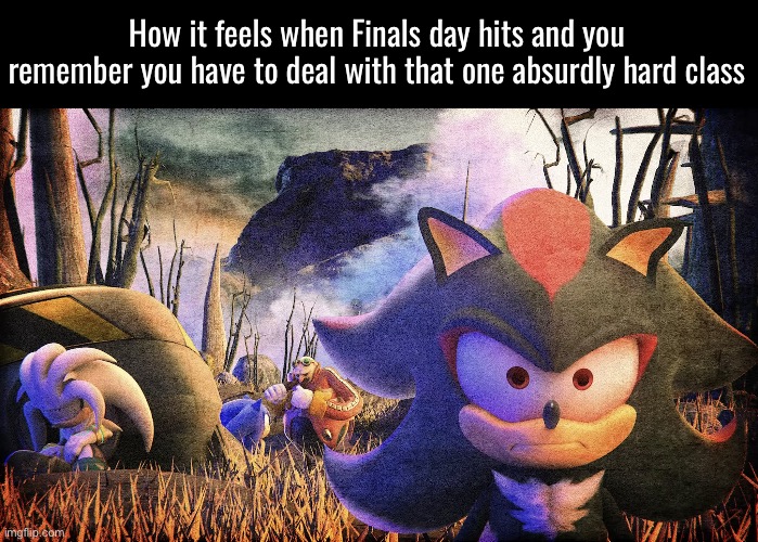 i am so unfathomably cooked | How it feels when Finals day hits and you remember you have to deal with that one absurdly hard class | image tagged in thousand emerald stare,finals week,school | made w/ Imgflip meme maker