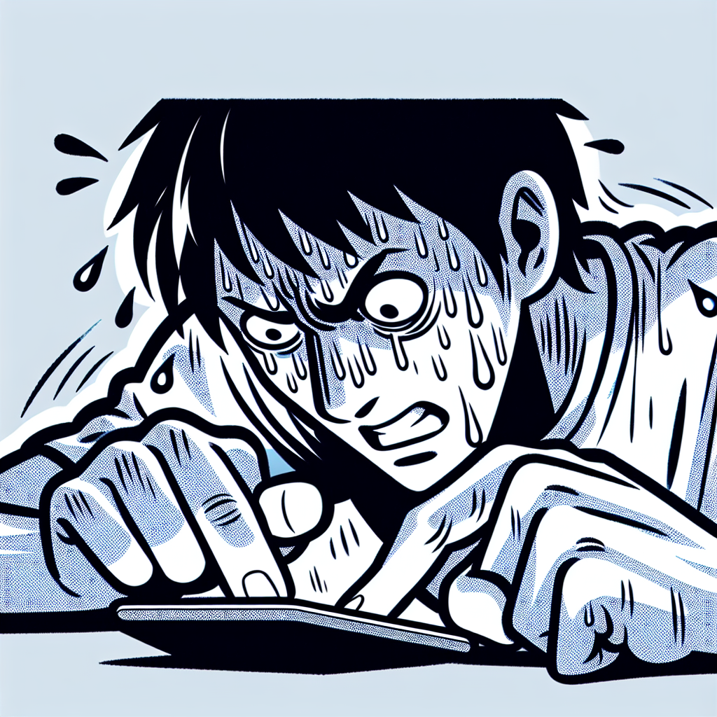 Very fast tapping on the touchscreen of  phone in pain and sweat Blank Meme Template