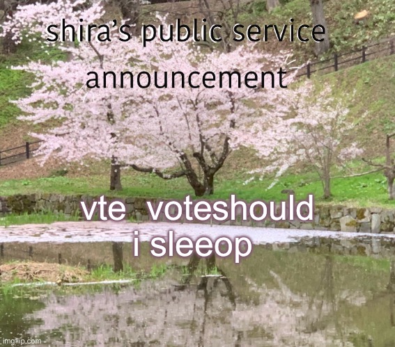 notitel | vte  voteshould i sleeop | image tagged in shira s psa | made w/ Imgflip meme maker