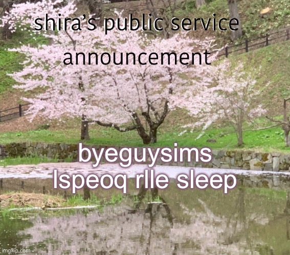 Zx | byeguysims lspeoq rlle sleep | image tagged in shira s psa | made w/ Imgflip meme maker