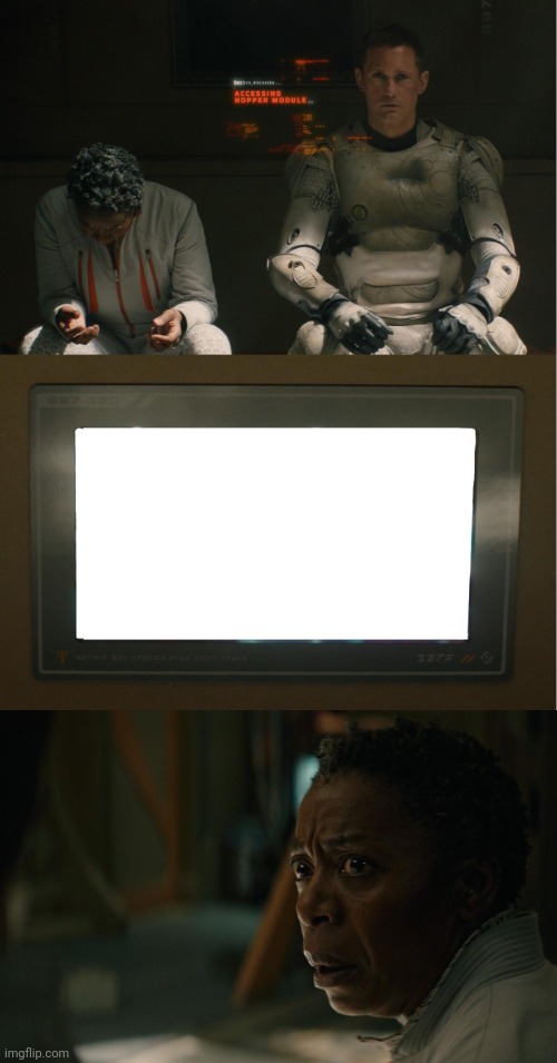New template lolll i love murderbot books so far the shows been ok | image tagged in murderbot show sanctuary fucking moon | made w/ Imgflip meme maker