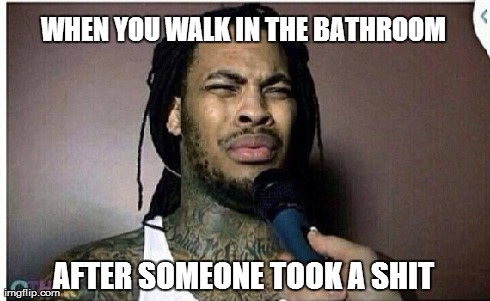 WHEN YOU WALK IN THE BATHROOM  AFTER SOMEONE TOOK A SHIT | image tagged in shit,funny,nasty | made w/ Imgflip meme maker