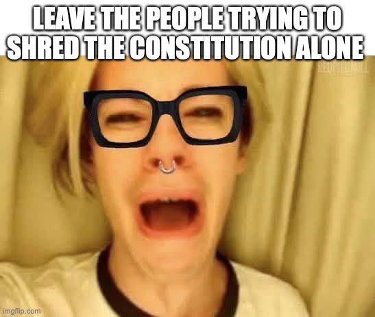 Trump is shredding the constitution | LEAVE THE PEOPLE TRYING TO SHRED THE CONSTITUTION ALONE | image tagged in donald trump,right wing,conservative,maga,republican,constitution | made w/ Imgflip meme maker