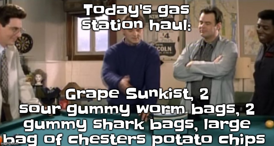 And a hot cocoa mixed with coffee | Grape Sunkist, 2 sour gummy worm bags, 2 gummy shark bags, large bag of chesters potato chips; Today's gas station haul: | image tagged in toaster | made w/ Imgflip meme maker
