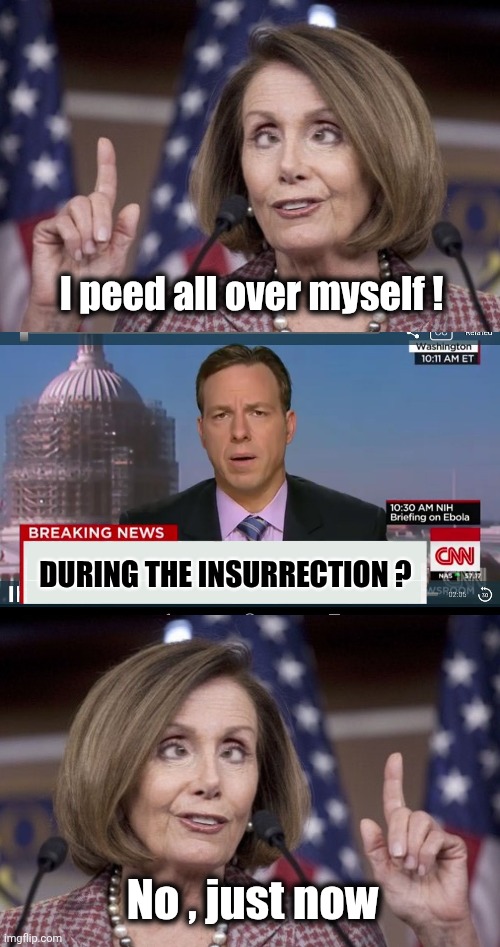 I peed all over myself ! DURING THE INSURRECTION ? No , just now | image tagged in nancy pelosi,cnn breaking news template | made w/ Imgflip meme maker