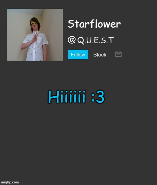 Starflower quest template | Hiiiiii :3 | image tagged in starflower quest template | made w/ Imgflip meme maker
