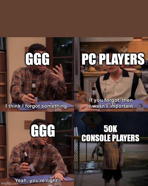 Two and a Half Men | PC PLAYERS; GGG; GGG; 50K CONSOLE PLAYERS | image tagged in two and a half men | made w/ Imgflip meme maker