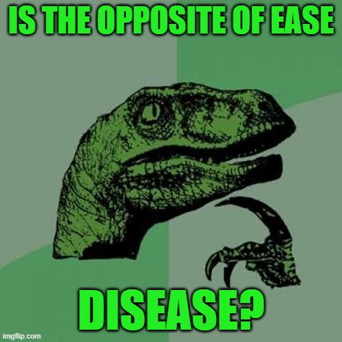 somethin to think about | IS THE OPPOSITE OF EASE; DISEASE? | image tagged in memes,philosoraptor | made w/ Imgflip meme maker