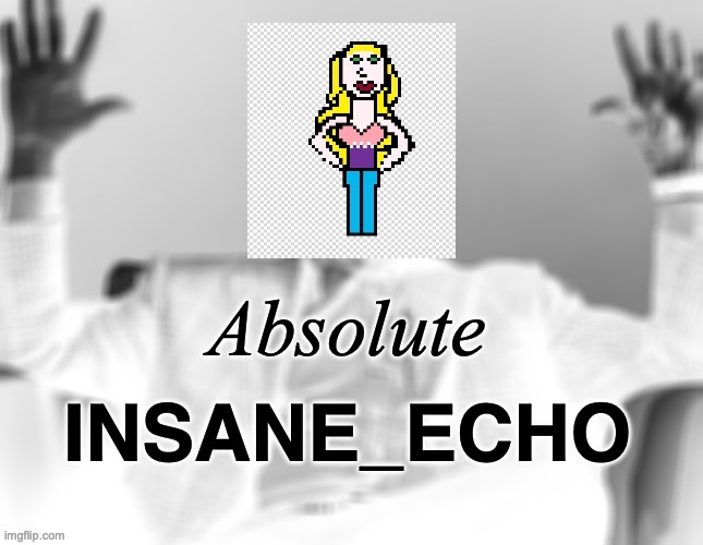 I made a new temp for myself :D comment with your OC and I'll do one for you | image tagged in absolute insane_echo | made w/ Imgflip meme maker