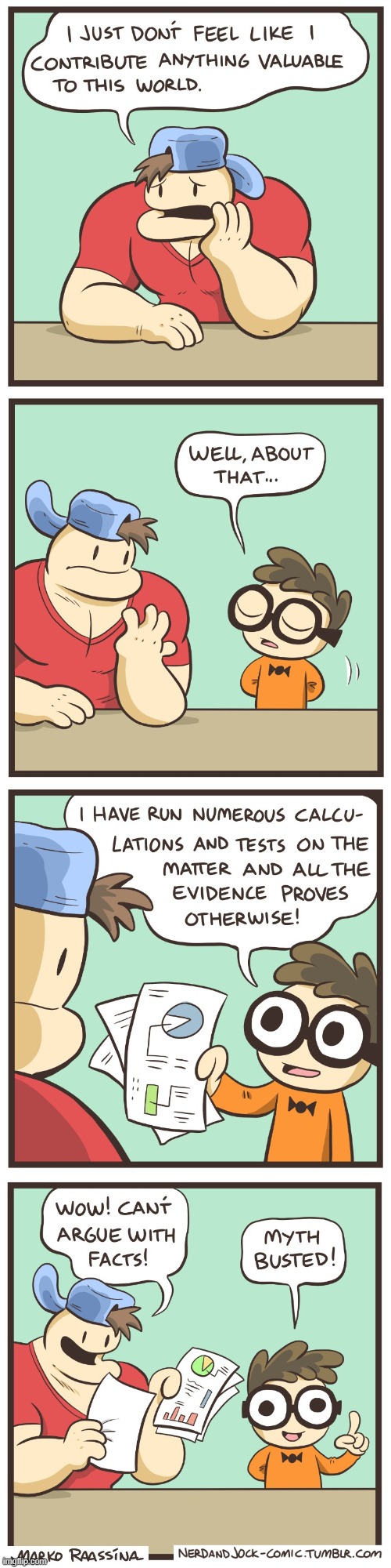 image tagged in nerd,jock,calculations,facts,myth,busted | made w/ Imgflip meme maker
