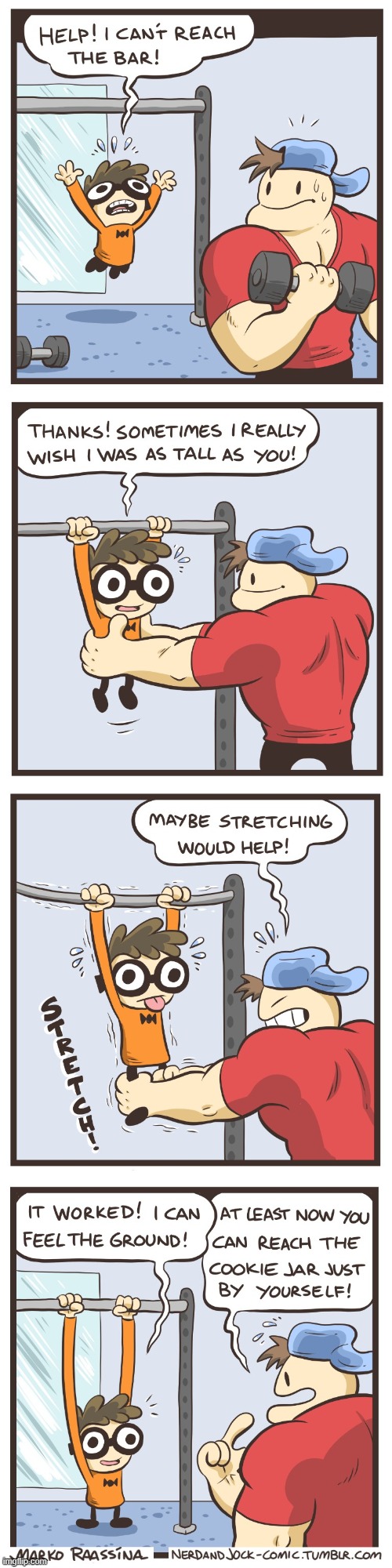 image tagged in nerd,jock,bar,stretch,arms,long | made w/ Imgflip meme maker