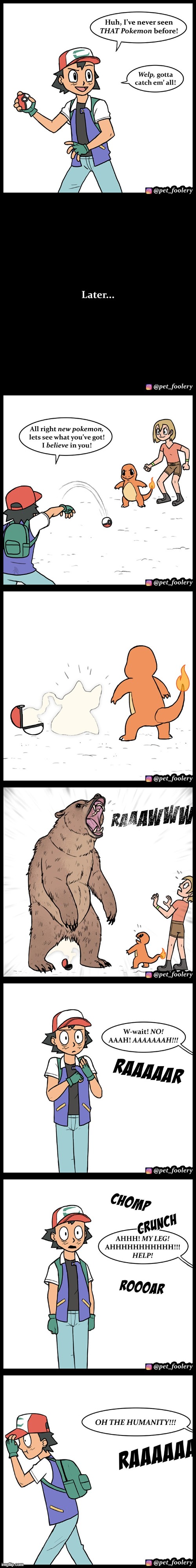 image tagged in pokemon,ash ketchum,bear,oh dear | made w/ Imgflip meme maker