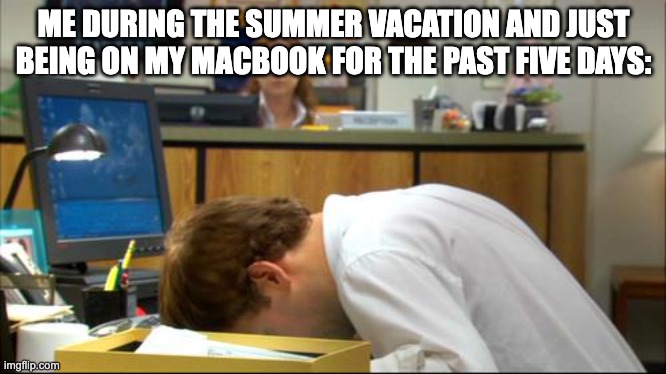 I don’t like going out and socialize with my family/friends | ME DURING THE SUMMER VACATION AND JUST BEING ON MY MACBOOK FOR THE PAST FIVE DAYS: | image tagged in dies of boredom,antisocial,alone,stay at home | made w/ Imgflip meme maker