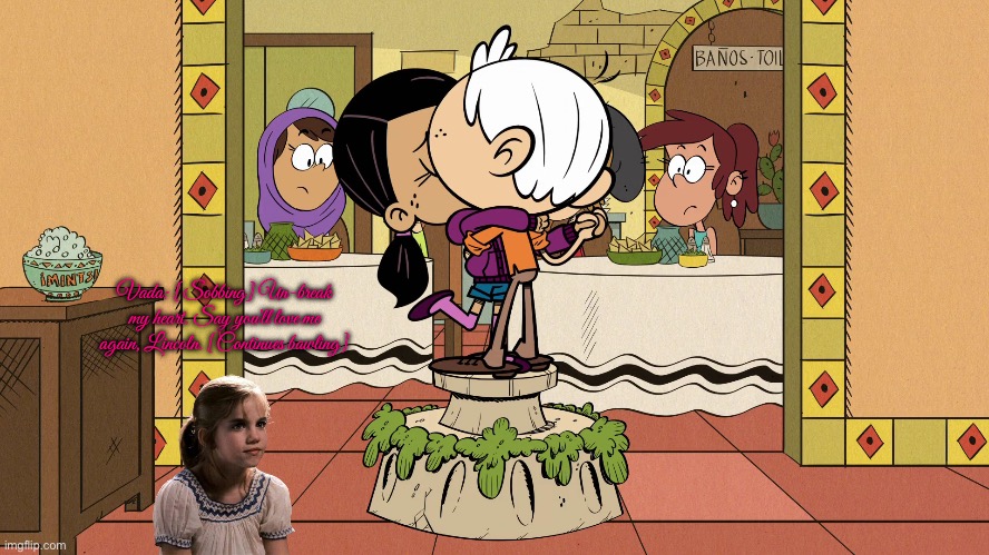 Another Song Reference | Vada: [Sobbing] Un-break my heart. Say you'll love me again, Lincoln. [Continues bawling] | image tagged in the loud house,nickelodeon,loud house,lincoln loud,ronnie anne santiago,ronnie anne | made w/ Imgflip meme maker