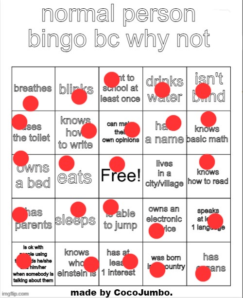 well technically i live in a town, not a city or village | image tagged in normal person bingo hehehe | made w/ Imgflip meme maker