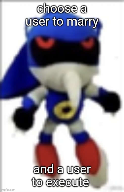 marry: noob ig, execute: mentalcore | choose a user to marry; and a user to execute | image tagged in silly metal sonic plush | made w/ Imgflip meme maker
