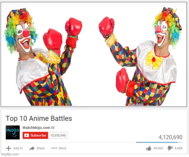 Top 10 Anime Battles | image tagged in top 10 anime battles,clown fight,2 clowns fighting | made w/ Imgflip meme maker
