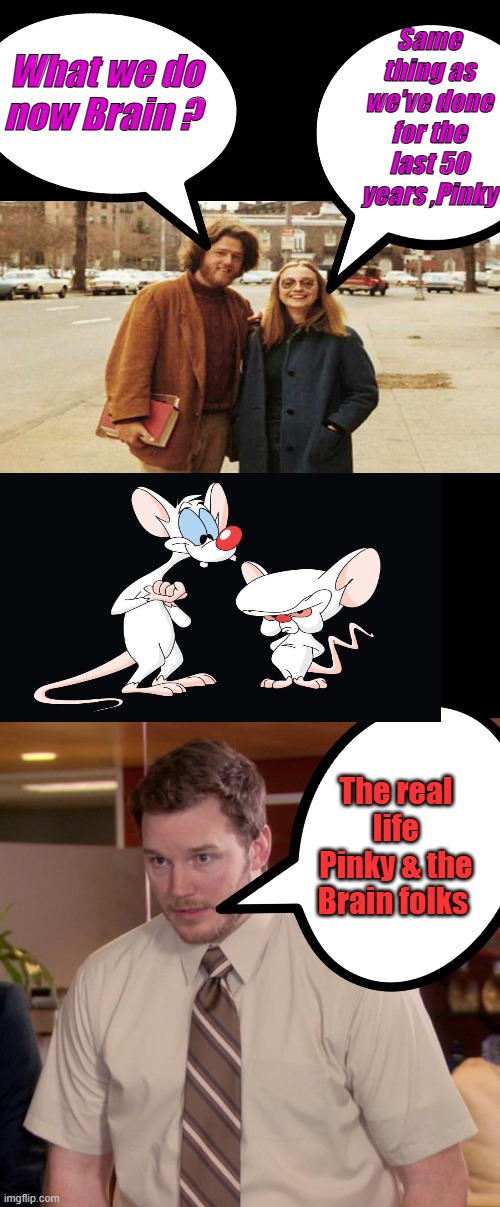 Ahhh ,, do you see it now ???? Take over the World Pinky | Same thing as we've done for the last 50 years ,Pinky; What we do now Brain ? The real life Pinky & the Brain folks | image tagged in memes,afraid to ask andy | made w/ Imgflip meme maker