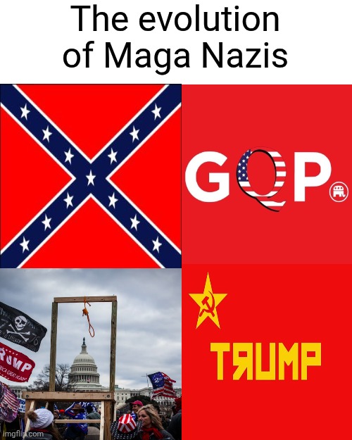 Maga Evolution | The evolution of Maga Nazis | image tagged in memes,confederates,q,insurrectionists,maga terrorists,trump is a convicted rapist | made w/ Imgflip meme maker