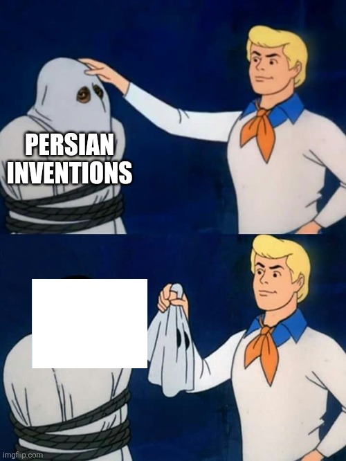 Persian inventions | PERSIAN INVENTIONS | image tagged in scooby doo mask reveal,iran,iranian,persian,inventions,invention | made w/ Imgflip meme maker