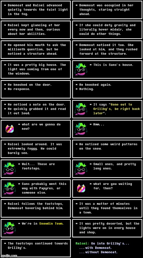 Snowdin Town. (Chapter 49) | image tagged in undertale,understream,corruption,chapters,chapter,textbox | made w/ Imgflip meme maker