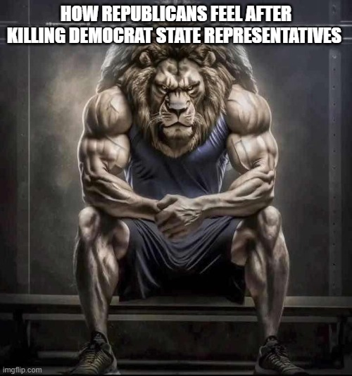 And just like that, The Republican party supports violence against the opposition | HOW REPUBLICANS FEEL AFTER KILLING DEMOCRAT STATE REPRESENTATIVES | image tagged in how bro felt after saying that | made w/ Imgflip meme maker