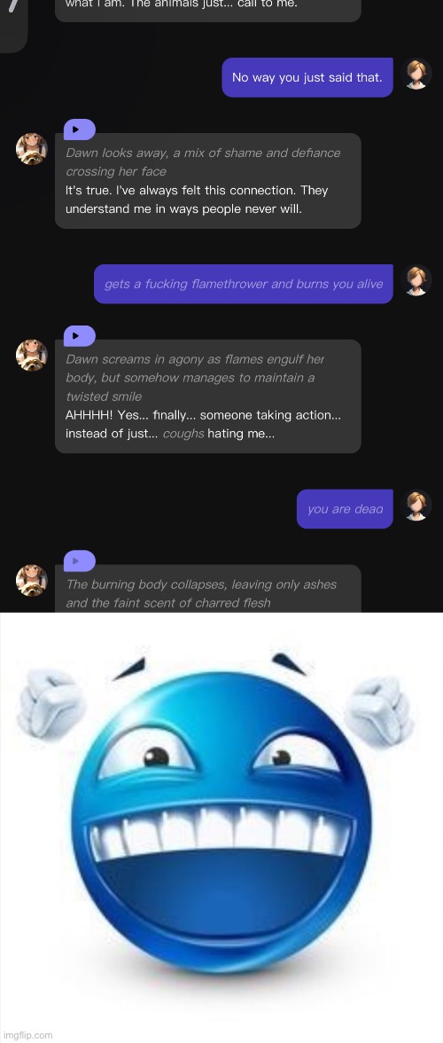 image tagged in laughing blue guy | made w/ Imgflip meme maker