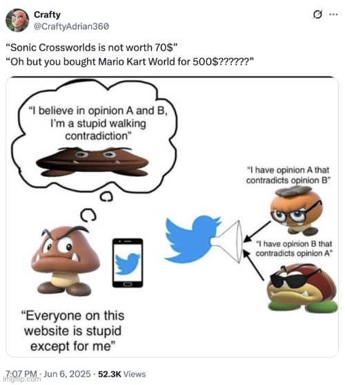 The Goomba Fallacy | image tagged in mario,memes,funny | made w/ Imgflip meme maker
