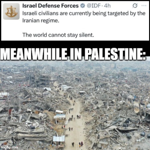 Hypocrisy much? | image tagged in israel,palestine,iran,zionism,genocide,freepalestine | made w/ Imgflip meme maker