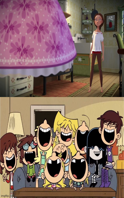 Loud Sisters Laughing at Lucky Prescott | image tagged in the loud house,lori loud,dreamworks,universal studios,pink,dress | made w/ Imgflip meme maker