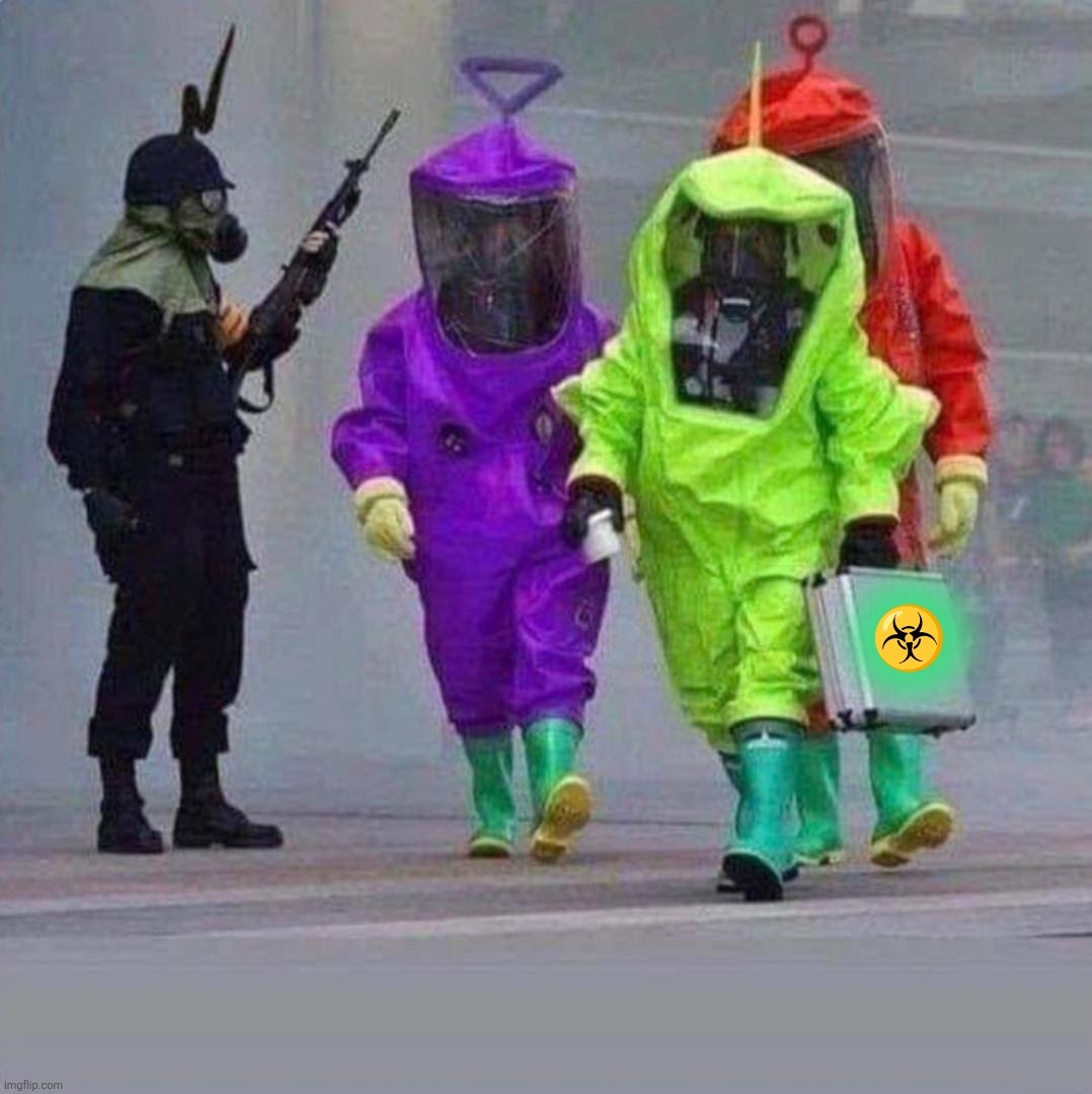 Hazmat Teletubbies | ☣️ | image tagged in hazmat teletubbies | made w/ Imgflip meme maker