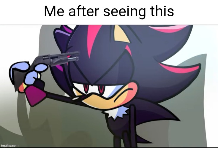 Shadow about to shoot himself | Me after seeing this | image tagged in shadow about to shoot himself | made w/ Imgflip meme maker
