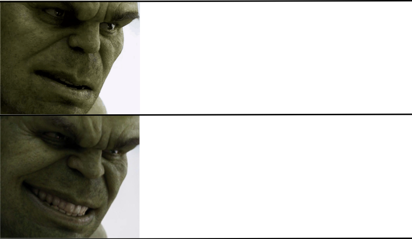 Hulk confused, smile Blank Meme Template