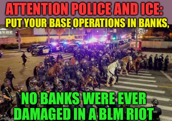 Banks are sanctuary businesses. | ATTENTION POLICE AND ICE:; PUT YOUR BASE OPERATIONS IN BANKS, NO BANKS WERE EVER DAMAGED IN A BLM RIOT | image tagged in gifs,riots,sanctuary cities,illegal aliens,democrats,george soros | made w/ Imgflip meme maker