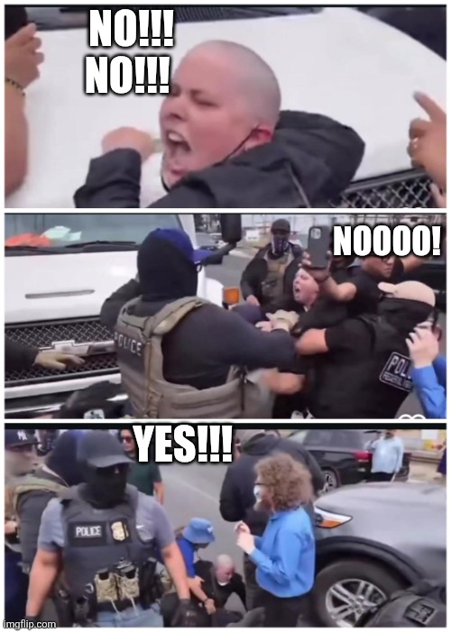 Negotiations are over... | NO!!! NO!!! NOOOO! YES!!! | image tagged in ice protester,eat dirt,dirt for lunch,california 2025 | made w/ Imgflip meme maker