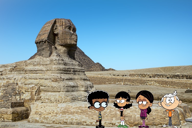 Lincoln and his Friends at the Sphinx | image tagged in lincoln loud,the loud house,ronnie anne santiago,nickelodeon,egypt,ancient egypt | made w/ Imgflip meme maker