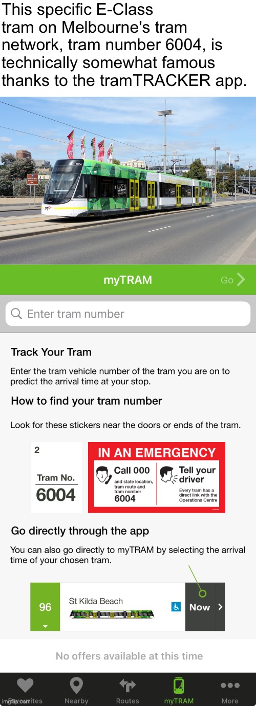 Congratulations, tram number 6004! | This specific E-Class tram on Melbourne's tram network, tram number 6004, is technically somewhat famous thanks to the tramTRACKER app. | image tagged in memes,public transport,melbourne trams,idk what to put here | made w/ Imgflip meme maker